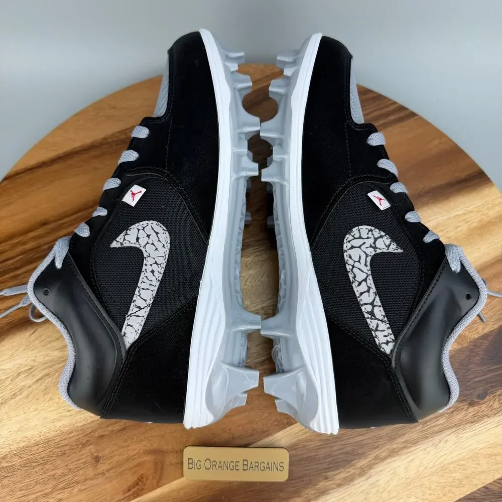 Nike Air Jordan Stadium 90 Low TD Black Cement Cleats HQ0210-060 Men's 8 NEW